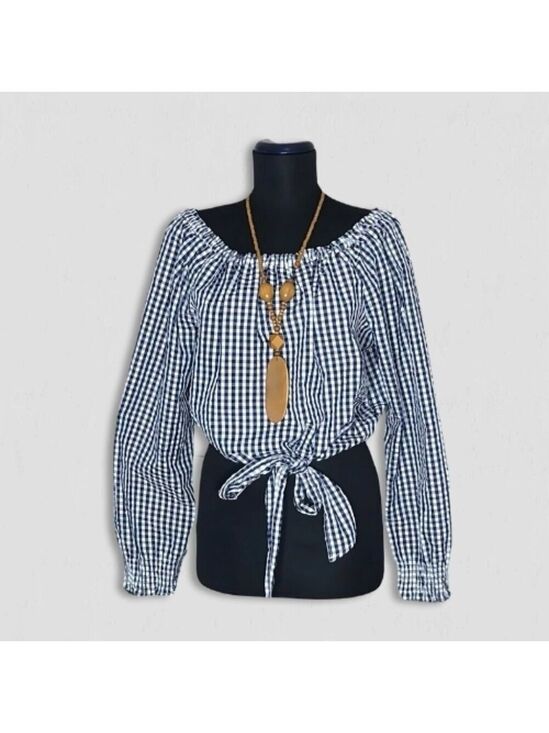 Sanctuary Tops - Gingham blouse off-shoulder tie waist coastal country cottage western festival M